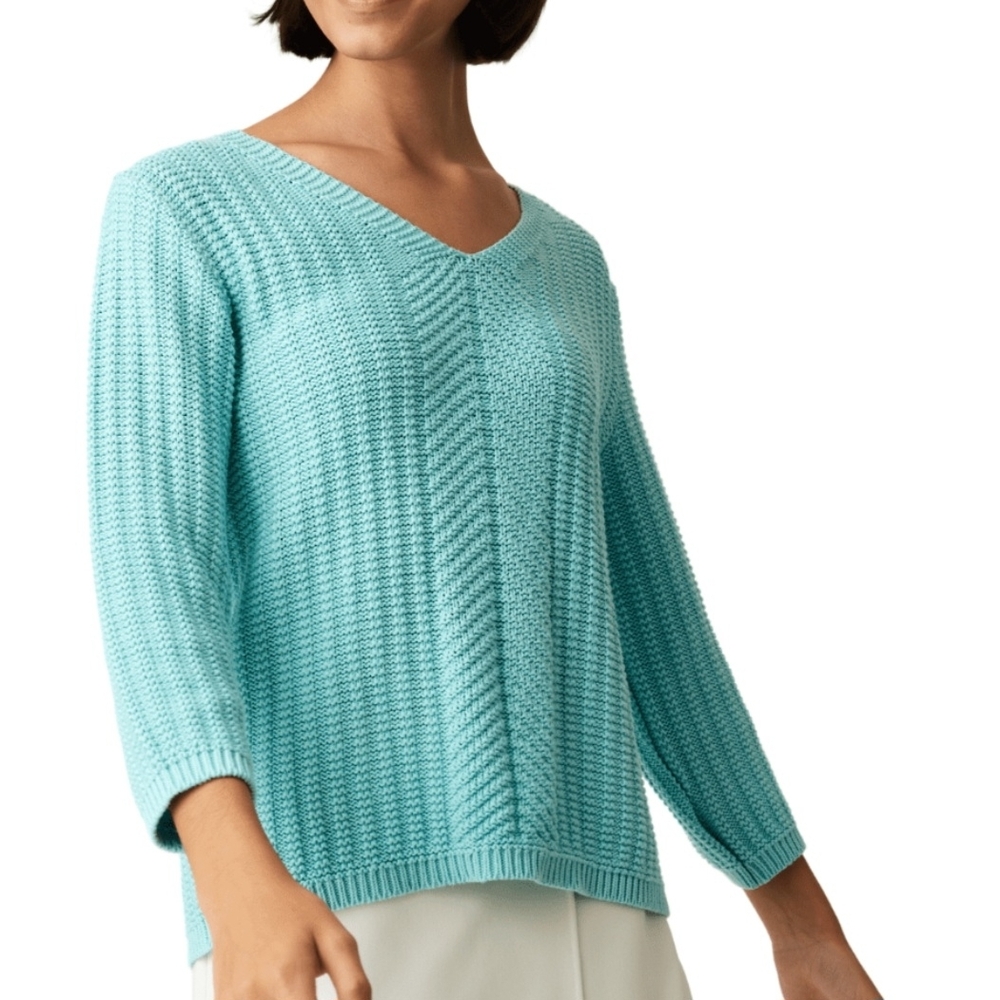 Parkhurst V-Neck Sweater in Aqua 🐬🪸